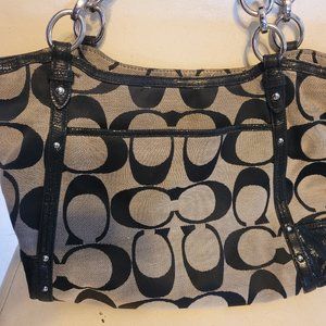 Black Coach logo pattern purse